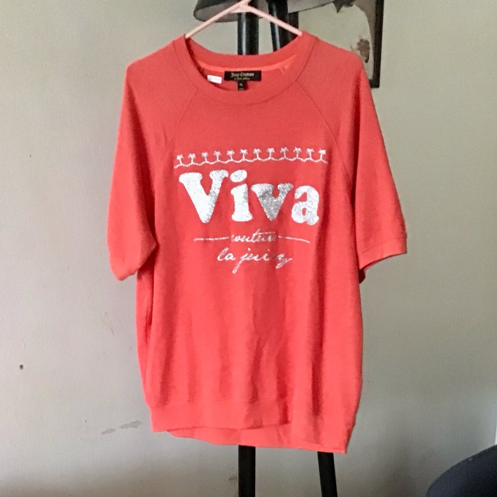Viva La Juicy Couture Graphic Tee, orange/red colour, size ladies XL.